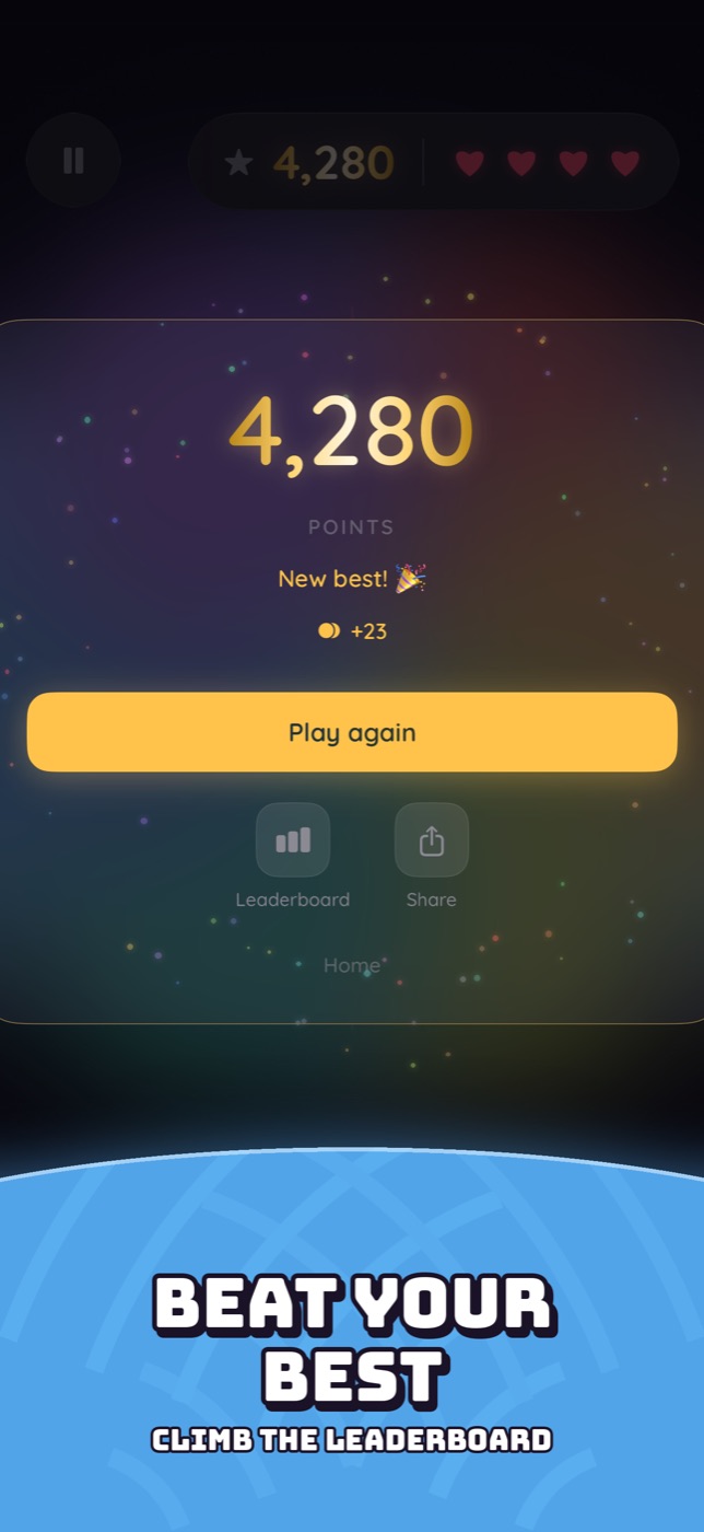 Wirlo App Store screenshot: best score